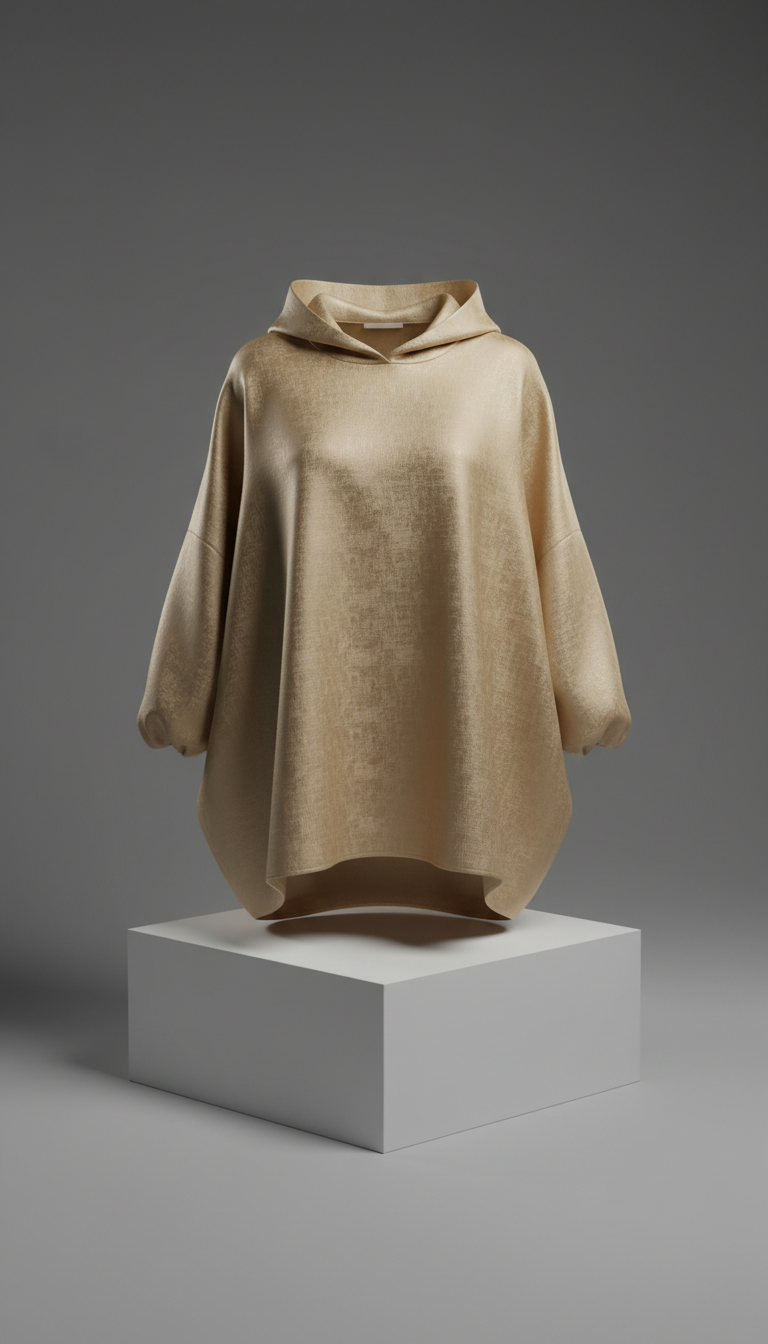Gilded Sand Oversized Silk Hoodie